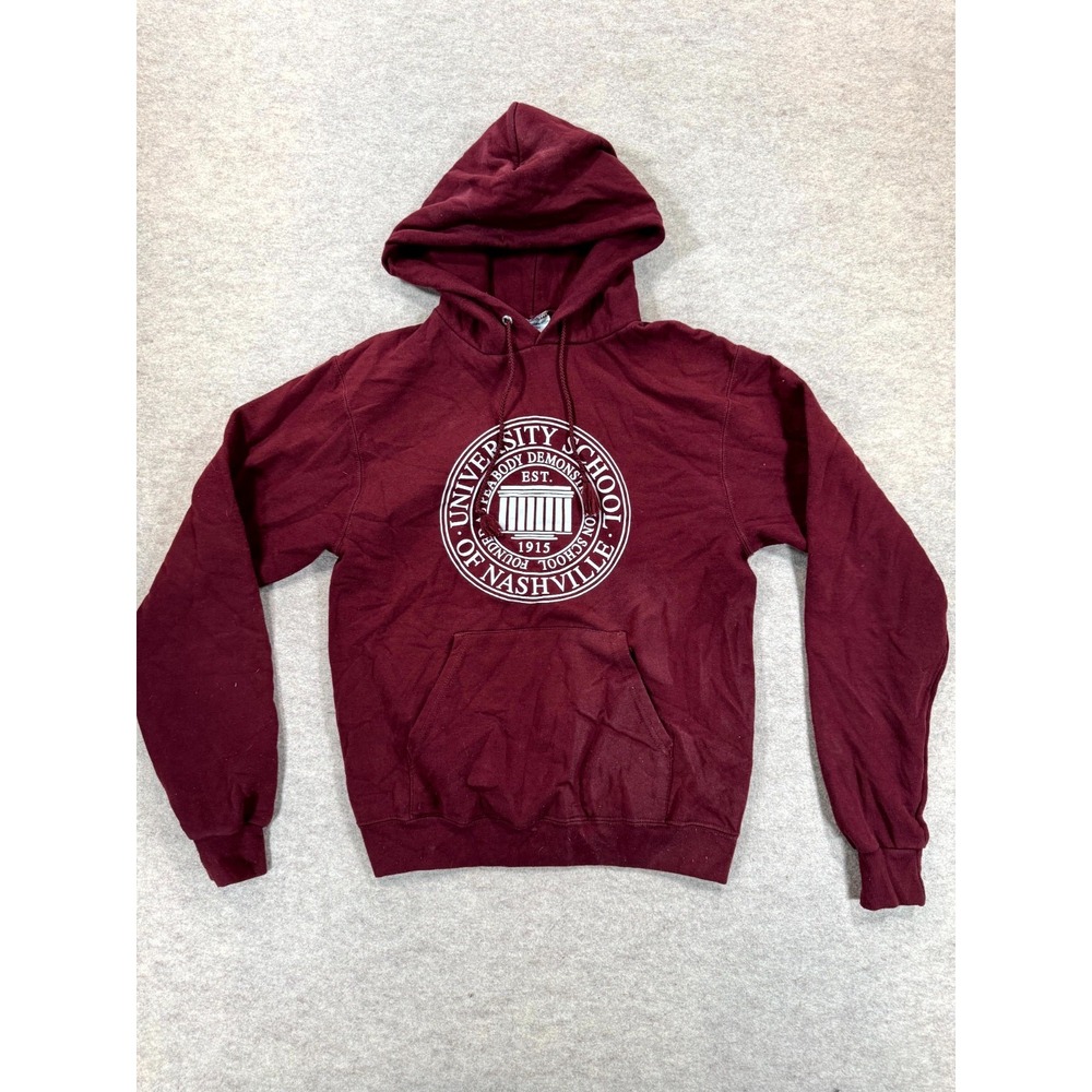 Champion Authentic University School of Nashville Hoodie Mens S Burgundy Graphic
